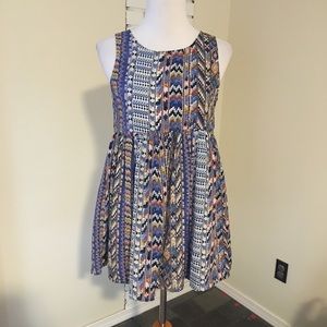 Tobi Multi Patterned Keyhole Mini Dress Tunic Top